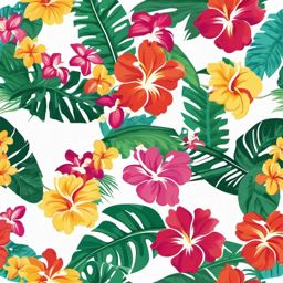 Hawaiian flower leis at a luau clipart  simple, 2d flat