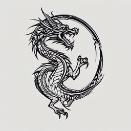 Simple Dragon Tattoo Design - Basic and straightforward dragon tattoo design.  simple color tattoo,minimalist,white background