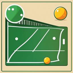 Pickleball clipart - pickleball paddle and ball on a court  color,minimalist,vector clipart