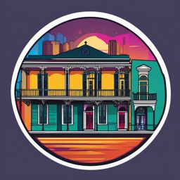 New Orleans French Quarter sticker- Historic district with vibrant culture, , sticker vector art, minimalist design