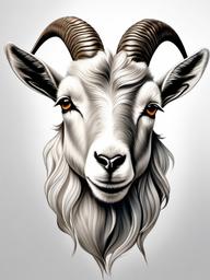 Realistic Goat Tattoo - A tattoo featuring a realistic and lifelike portrayal of a goat.  simple color tattoo design,white background