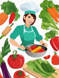 Cooking clipart - chopping vegetables  vector clipart