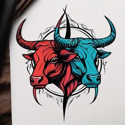 cancer and taurus tattoo  simple vector color tattoo