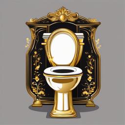 Toilet clipart - fancy toilet with golden decorations  color,minimalist,vector clipart