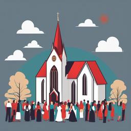 Church clipart - church hosting a charity event  color,minimalist,vector clipart