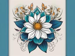 July Month Flower Tattoo-Expressing the beauty of July with a flower tattoo, capturing the essence of the month with symbols like larkspur and water lily.  simple vector color tattoo