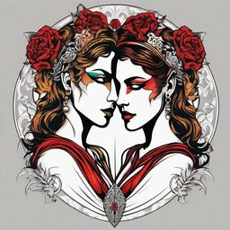 gemini split personality two faced gemini tattoos  simple vector color tattoo