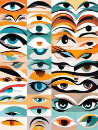 Eyes clipart - abstract artistic eyes in different shapes  color,minimalist,vector clipart