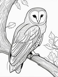 Barn Owl Coloring Pages - Silent Nocturnal Bird Hunter  minimal black outline printable sheet, coloring page