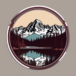 Maroon Bells sticker- Twin peaks surrounded by pristine wilderness in Colorado, , sticker vector art, minimalist design