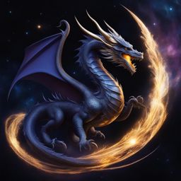 dark matter dragon residing within the cosmic shadows, its form intertwined with the enigmatic substance of the universe. 