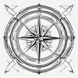 Square Compass Tattoo - Compass design enclosed in a square.  simple vector tattoo,minimalist,white background