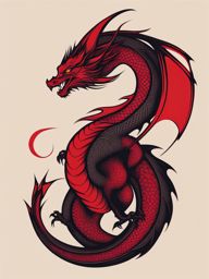 red dragon tattoo minimalist color design 