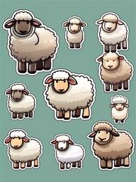 Sheep cartoon - fluffy, wool-bearing animal  cartoon sticker style