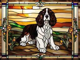 Stained Glass Farm Cocker Spaniel - Spaniel dog with floppy ears  