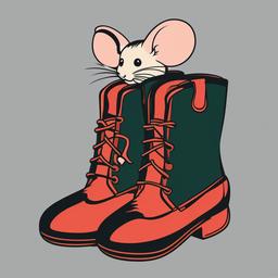 Mouse clipart - mouse hiding in a boot  color,minimalist,vector clipart