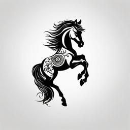 horse chinese zodiac tattoo  simple tattoo,minimalist,white background