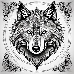 Tribal Wolf,intricate tribal patterns, united to pay homage to the wolf's spirit, symbol of unity and strength. , tattoo design, white clean background