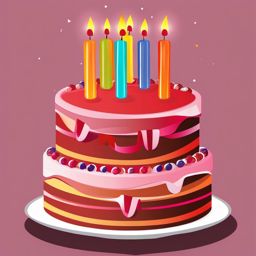 Birthday Cake clipart - Colorful birthday cake with candles, ,vector color clipart,minimal