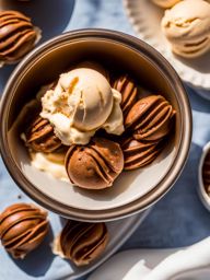 pralines and cream ice cream shared at a family reunion in a sunlit backyard. 