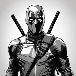 drawing of Deadpool with an exaggerated expression  minimal rough sketch scribbles,doodles,black and white