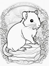 Hamster Coloring Page - Small Fluffy Rodent  black outline printable coloring page