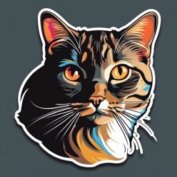 Cat Sticker - A curious cat with bright eyes, ,vector color sticker art,minimal