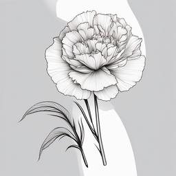 Fine Line Carnation Tattoo,Sophistication in a fine line carnation tattoo, showcasing delicate details with precision.  simple color tattoo,minimal vector art,white background