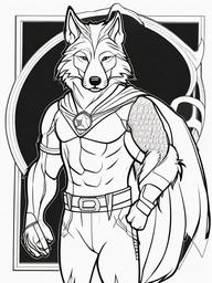 Wolf Coloring Pages - Cartoon wolf dressed in a superhero outfit  simple coloring pages