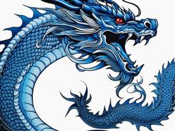 Blue Dragon Tattoo - Dragon tattoos with a dominant blue color theme.  simple color tattoo,minimalist,white background