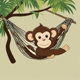 Monkey clipart - monkey relaxing in a hammock  