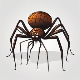 Harvestman Spider Clip Art - A harvestman spider with long legs,  color vector clipart, minimal style