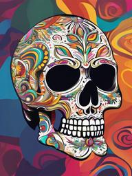 Skull clipart - skull with colorful patterns  