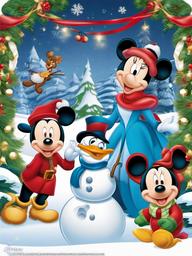 Disney clipart - Disney characters in a winter wonderland  