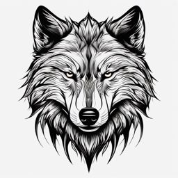 Angry Lone Wolf Tattoo,tempestuous lone wolf, symbol of unwavering determination and fierce independence. , tattoo design, white clean background