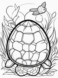 Turtle Coloring Pages - Baby turtle hatching from an egg  simple coloring pages