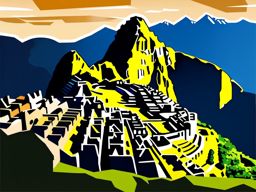 Machu Picchu clipart - Inca citadel in the Andes of Peru, ,color clipart vector style