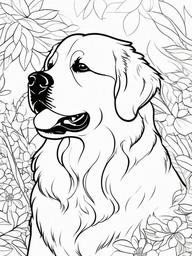 Golden Retriever Coloring Pages - Friendly and Loyal Breed in Action  minimal black outline printable sheet, coloring page