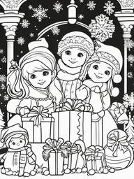 Christmas Pic To Color  outling,coloring pages,black and whit