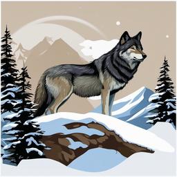 Wolf clipart - wolf on a snowy hill  clipart