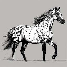 drawing of Appaloosa horse  minimal rough sketch scribbles,doodles,black and white