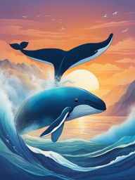 whale's journey - create an artwork depicting a majestic whale's journey through the ocean depths. 