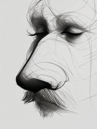 drawing of a large nose  minimal rough sketch scribbles,doodles,black and white