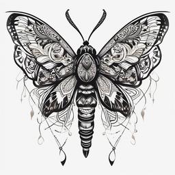 Cool Moth Tattoo - Stylish and cool moth tattoo.  simple vector tattoo,minimalist,white background