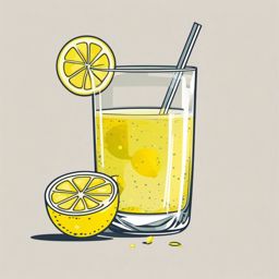 Lemon Zest and Lemonade Clipart - Lemon zest and a glass of lemonade.  color vector clipart, minimal style