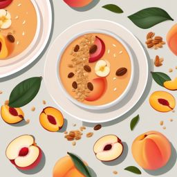 Peach Smoothie Bowl Clipart - A smoothie bowl with peaches and granola topping.  color vector clipart, minimal style