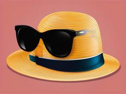 Sunglass clipart - sunglasses on a summer hat  