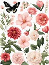 flower clipart in a lush garden - featuring delicate petals. 