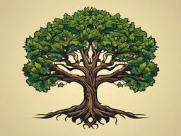 simple oak tree tattoo  simple vector color tattoo