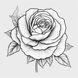 Rose Flower Tattoo Outline,Beauty of clean lines in a carnation flower tattoo outline, a subtle and sophisticated choice.  simple color tattoo,minimal vector art,white background